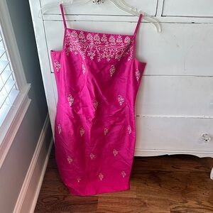 Ann Taylor Pink Embroidered Mini Dress